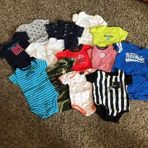 Lot of 13 baby boy onesies